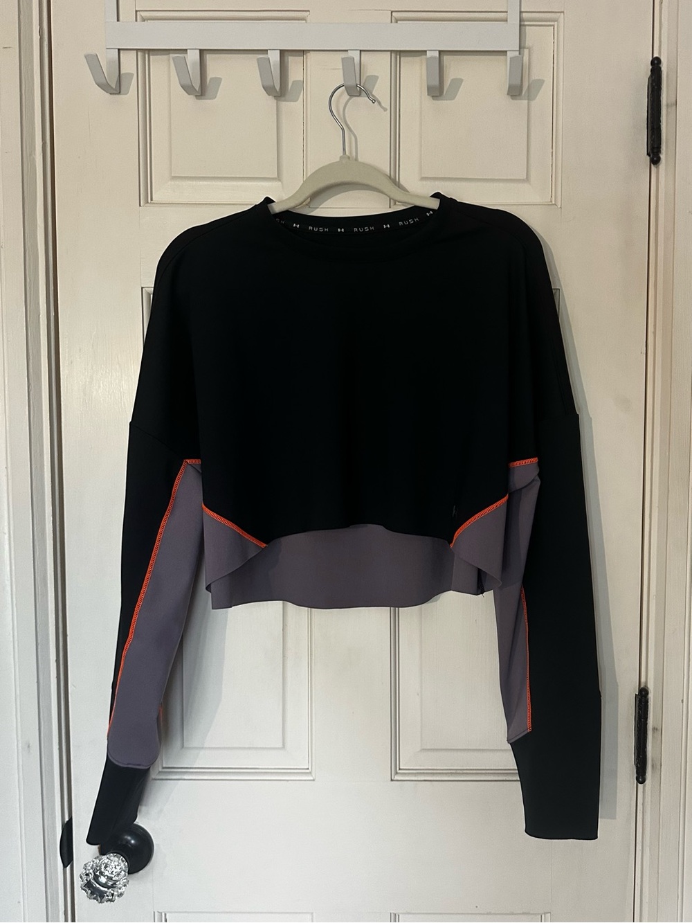 Under Armour Women’s Black & Gray Athletic Crop with Orange Piping